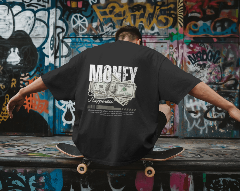 Cash Flow Culture: Hustle, Earn, Repeat Terry Oversized Tee